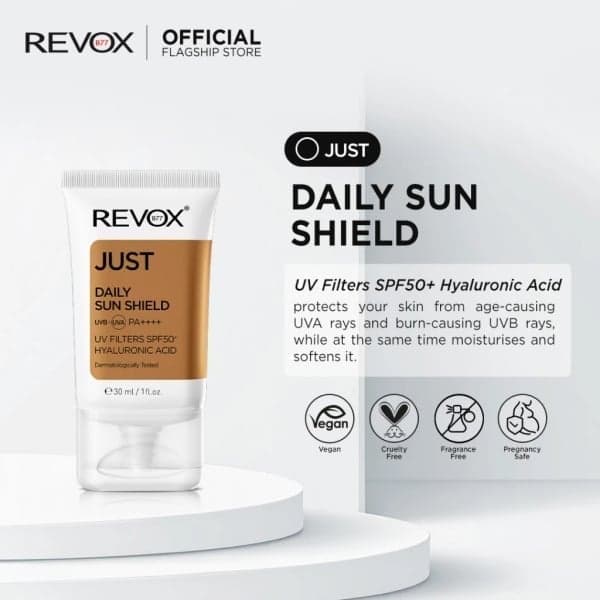 Revox B77 Just Daily Sun Shield UVA+UVB Filters Spf50+ With Hyaluronic Acid